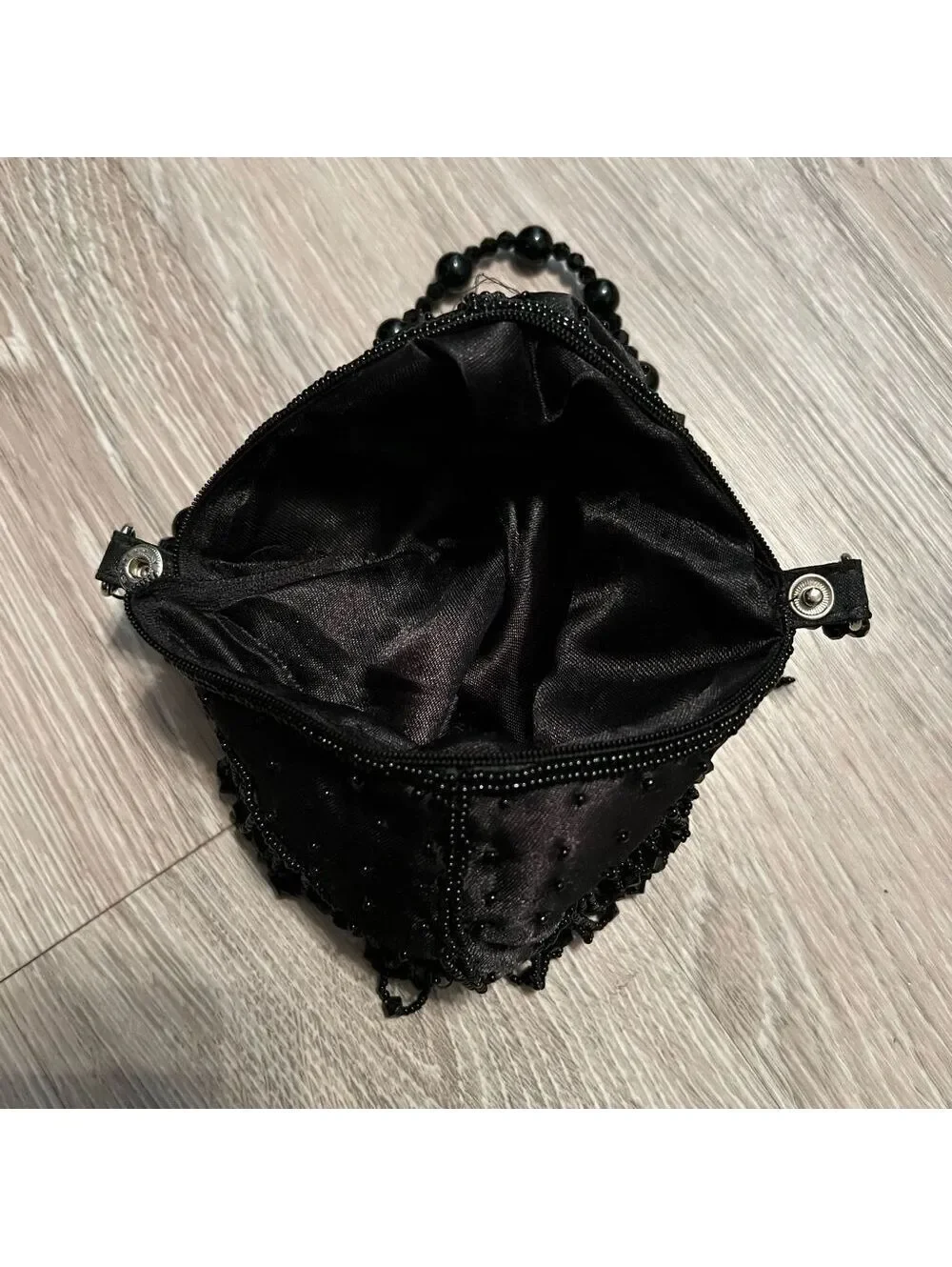 Vtg Whimsigoth Black Beaded Dark Romance Fairy Goth Evening Purse Moni Couture